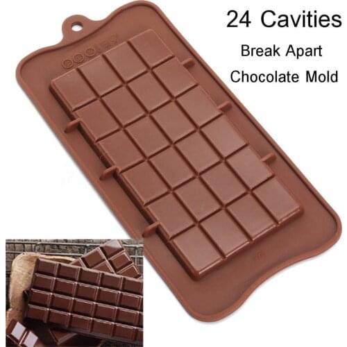 Brand New 24 Grid Square Chocolate Mold silicone mold dessert block mold Bar Block Ice Silicone Cake Candy Sugar Bake Mould