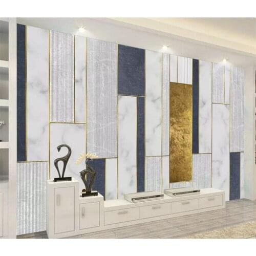 Modern Custom Marble wallpaper mural Nordic gold lines abstract geometric background wall decorative mural 3d wallpaper
