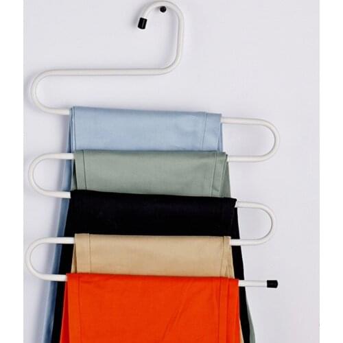 Stainless Steel Wrought Iron Trouser Rack Multi-layer Magic Nonslip S-shaped Trousers Clip Hanger 36*36cm