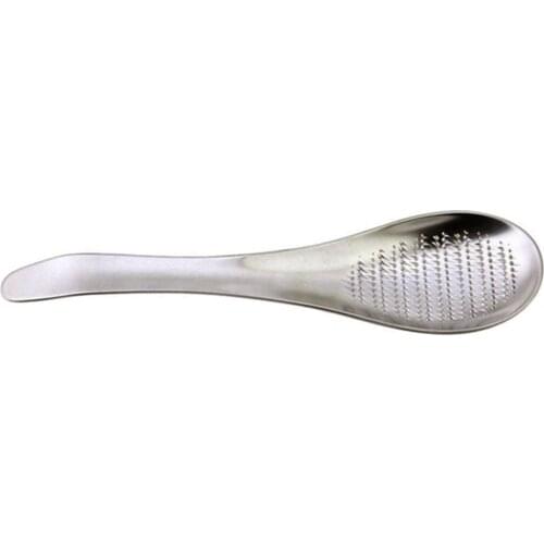 Spoon Shape Grater Silver Stainless Steel Lemon Zester Ginger Grater Garlic Grinding Spoon Tool