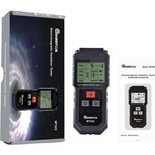 MT525 Electromagnetic Radiation Tester Electric Field & Magnetic Field Dosimeter Tester Sound and Light Alarm