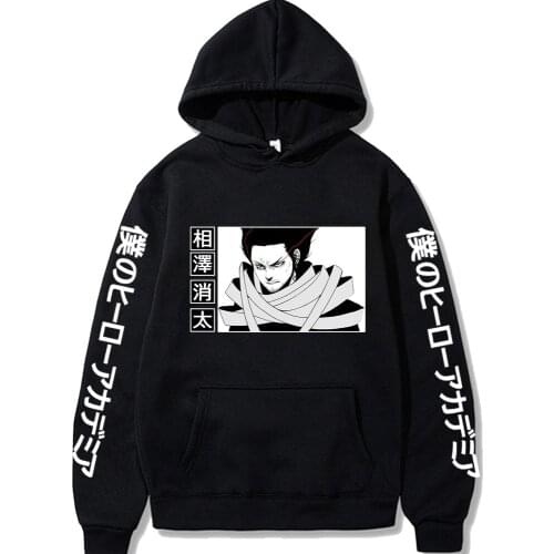 My Hero Academia Anime Hoodies Boku No Hero Academia Cool Shouta Aizawa Manga Harajuku Unisex Winter Black Hooded Sweatshirts