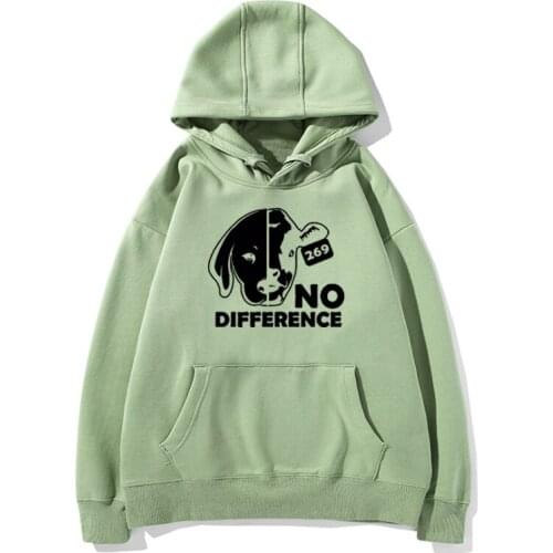 No Difference Dog Cow Vegan Vegetarian Hoody Funny Hoodie Women Clothing Casual Long Sleeve Tops Hoodies Sweatshirt Plus Size