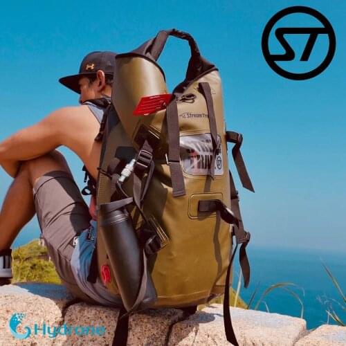 Stream Trail Waterproof Outdoor Drytank 60L D2 Backpack Dry Bag Water Resistant Daypack Heavy Duty Roll-Top Closure Padded Back