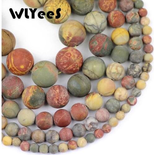 WLYeeS Matte Picasso Stone beads Natural Stone 4 6 8 10 12 mm round Loose Bead for Women DIY Jewelry Bracelet Accessories Making