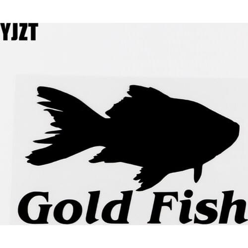 YJZT 13.3CMX8.1CM For Animal Swimming Gold Fish Vinyl Car Sticker Decal Black/Silver 8C-0136