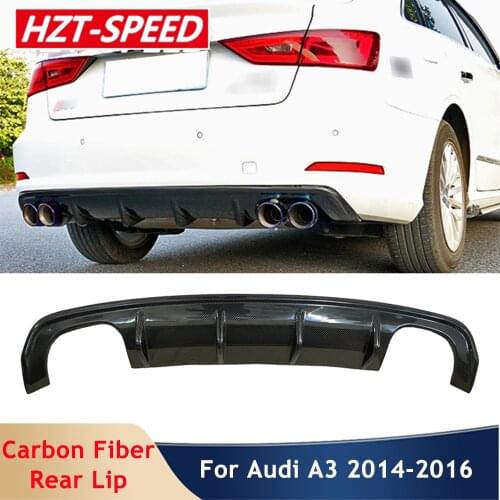 A3 Hatchback S Type Rear Shovel Bumper Lip Spoiler Real Material Carbon Fiber Diffuser For Audi A3 Car Styling 2014-2016