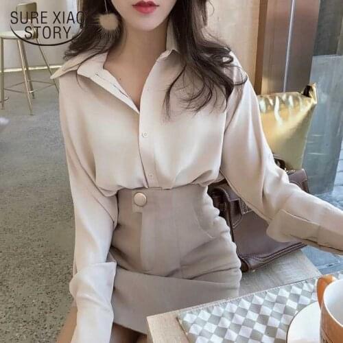 2021 Spring Long Sleeve Casual Womens Tops and Blouses Korean Loose Blouse Women Shirt POLO Collar Lady Clothing Feminine chic