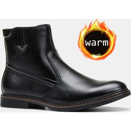 Winter Fashion Snow Boots Mens New Style Plush Lined Warm Outdoor High Top Boots Waterproof All Black Casual Cotton Shoes Men