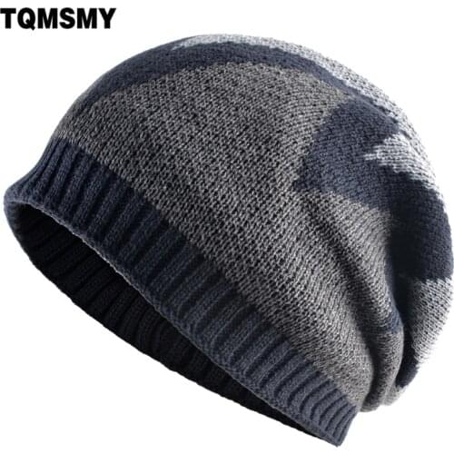Winter cap Plus velvet keep warm hats for men Mixed colors beanies Double layer cap women knitted wool Skullies gorros bone