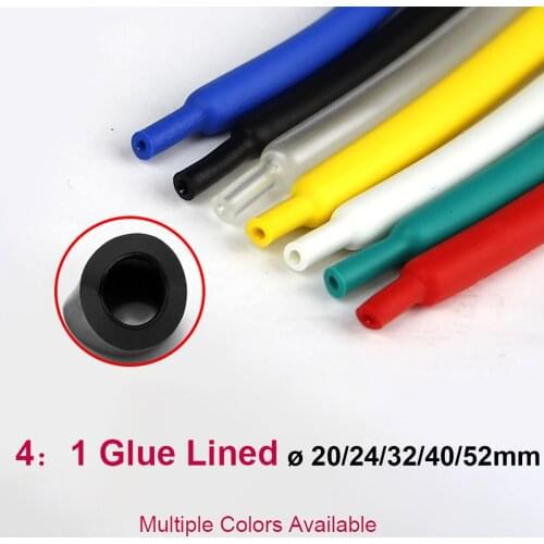 1Meter 4:1 Dual Wall Heat Shrink Tube 20mm 24mm 32mm 40mm 52mm Adhesive Lined with Glue Tubing Wire Cable Insulation Sleeving