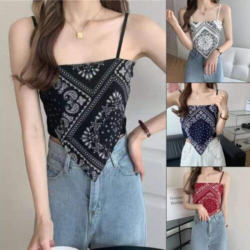 Ladies Camisole Top Belly Style Cashew Flower Sling Knitted Outer Vest Crop Top-4 Colors/ Free Size; Length: 40 New 1pc Summer