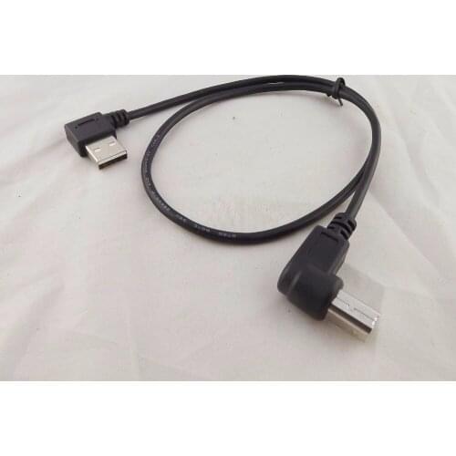 10pcs USB 2.0 A Male Right Angle To USB B Male Right Angle Printer Scanner Cable 50cm