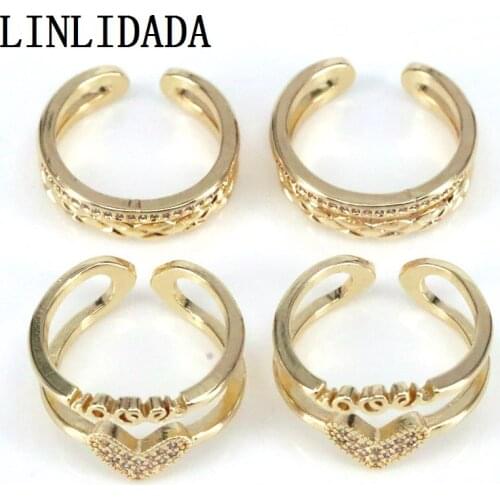 10Pcs Gold-color Heart Love Rings Wedding Micro Pave Ring For Women Bohemia Korean Style Geometric Rings Jewelry Gift