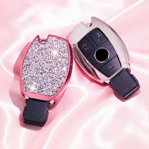 1X Car Key Chain Case fob Cover Shell with Bling Diamond for Mercedes Benz ABCES CLA