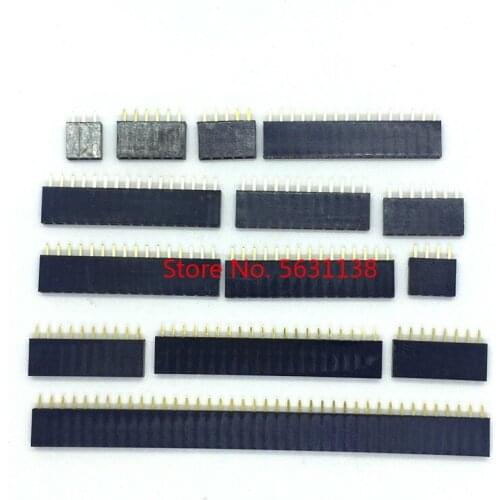 2.54mm Single Row Female 2~40P PCB socket Board Pin Header Connector Strip Pinheader 2/3/4/6/10/12/14/16/20/40Pin For Arduino