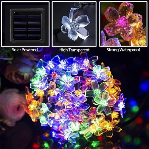 20/50/100 LED Outdoor Solar String Lights Waterproof garland Cherry blossoms Fairy Light Christmas Garden Party Home Decoration