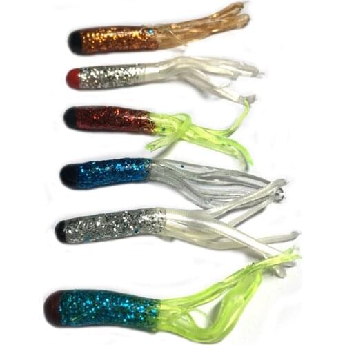 20pcs/lot Tubular Lures Multi-color Soft Baits 5cm/0.6g Artificial Silicone Beard Lure Wobblers Carp Fishing Gear tackle