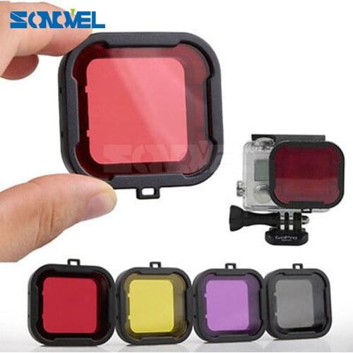 4colours/lot Lens Filter Diving Filters Gopro HERO action Camera Housing Case Underwater Len Converter for GoPro acessorios 4 3