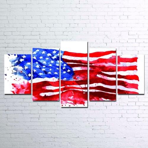 5 Pieces Brand Designed American Flag Logo Modern Home Wall Decor Canvas Picture Art HD Print Painting On Canvas Unframed