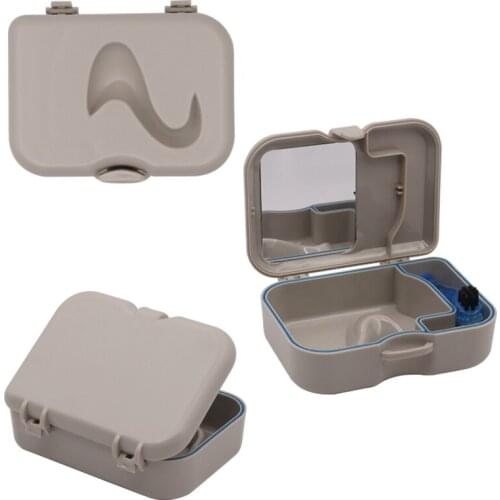 5pcs Denture Storage Box With Mirror Brush Glass Dental Tooth Appliance Container Fasle Teeth Bath Case Teeth Cleaning Tools