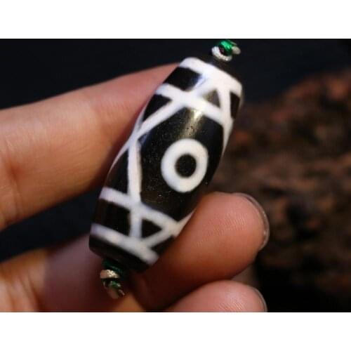 AsL Treasure Magic Power Tibetan old Agate 2 Eye Cross Line Big Fat dZi Bead Amulet Fit For Making Bracelet Timestown UPD22Asw