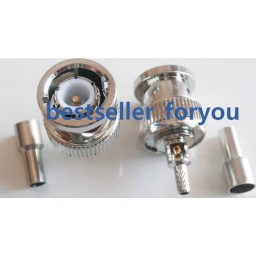 BNC Male Q9 Plug RF Coax Connector Window Crimp RG316,RG174,LMR100 Straight Nickelplated NEW Wholesale