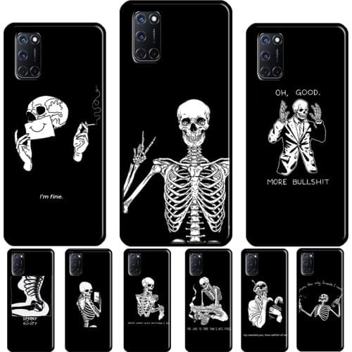 Aesthetic Skeleton Skull Case For OPPO Reno 2 Z 4 Pro F5 F7 A52 A72 A1K A5S A15 A83 A91 A31 A53 A5 A9 2020 Cover