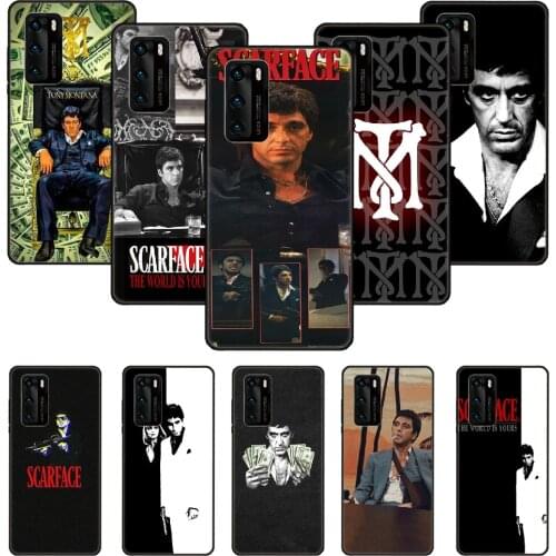 Phone Case For Huawei P20 P30 P40 P Smart Z + P10 Mate 30 10 20 Lite Pro Black Cover Waterproof Luxury Scarface Tony Montana