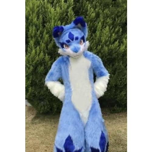 Long Fur Husky Dog Fox Mascot Costume Fursuit Halloween Suit