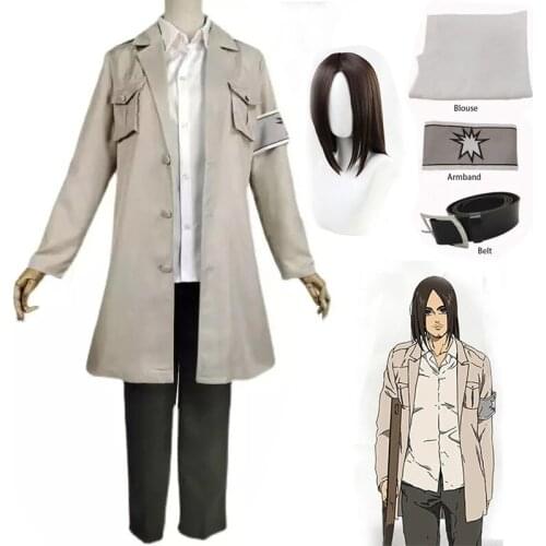 Anime Attack on Titan Final Season Eren Jaeger Cosplay Costume Set Shingeki No Kyojin Coat Pants Eren Cosplay Wig Props