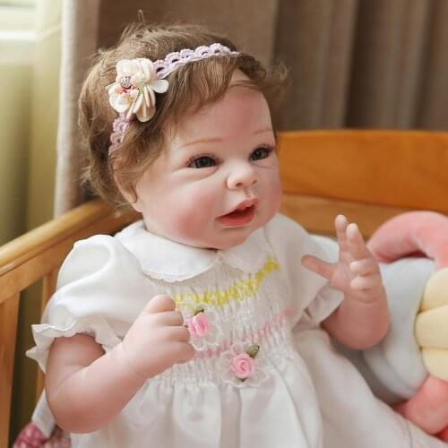 New Arrive Reborn Baby 22'' 55CM Doll Realistic reborn Toddler soft body Silicone doll with Crooked Mouth children gift