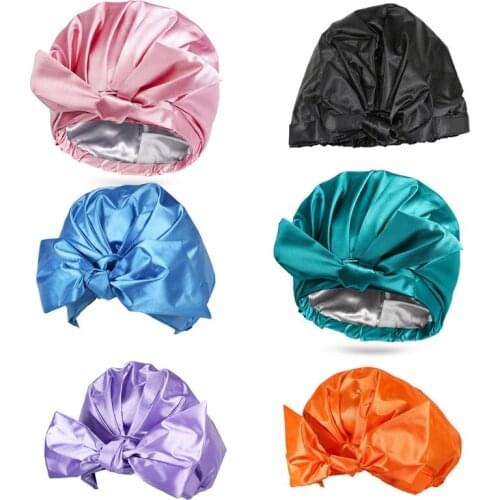 Bathing for Long Hair Women Girls Reusable Bathing Accessories with Bowknot Elastic Sleeping Hair Therapy
