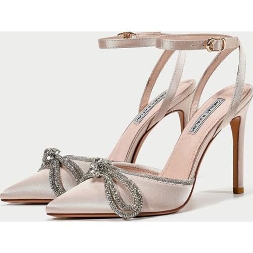 Summer stiletto high-heeled large size small size rhinestone silk bridal wedding shoes low-heeled party dress female sandals