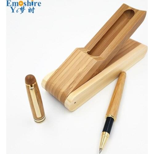 Hot Creative Bamboo Ballpoint Pen Roller Ball Pen Suit Boutique Environmental Protection Bamboo Pencil Case Custom Natural P052