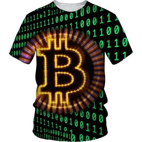 Bitcoin 3D Print T-shirt Men 2021 Fashion New Summer O Neck Short Sleeve Tees Tops 3D Style Male Clothes Casual Funny T-shirts