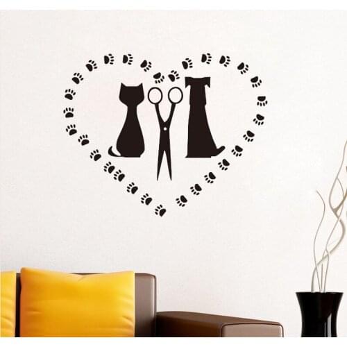 Pet Salon Wall Stickers Cat Love Dog Removable Decals For Kids Room Home Decor Pet Shop Wall Decal Vinyl Adhesive Sticker