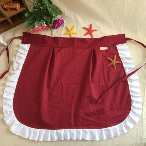 Original handmade double layer cotton apron fungus lace cute Korean version restaurant kitchen apron