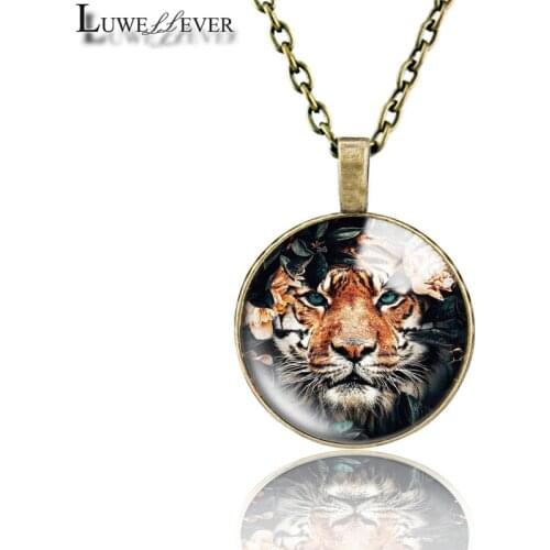 Animal Necklace 644 25mm Bronze 30mm Wood Rhinestone Double-sided Moon Round Glass Pendant For Women Gift