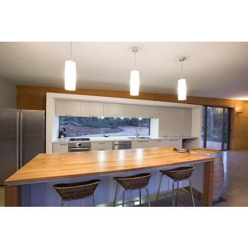 Simple straight kitchen cabinet with island in center