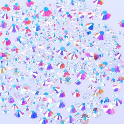 Nail Decals CLEAR AB SS3-SS30 Flatback Crystal Glass Rhinestones for Nails Stones DIY 3D Nail Decorations Nail Glitter