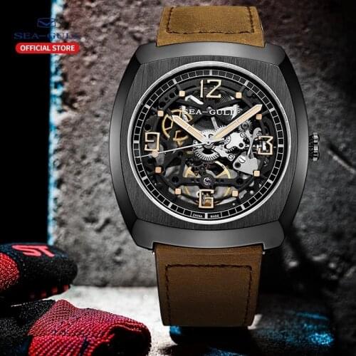 Seagull Luxe Automatisch Mechanisch Horloge Heren Transparant Transparant Zakhorloge Saffierglas Sporthorloge relogio masculino