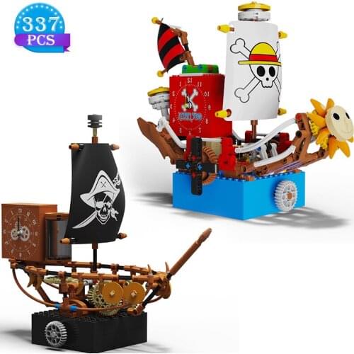 Technical Ideas Music Box Assembly Building Blocks Set Toys Ornaments Pirate Ship Clock Model Bricks DIY for Boys Holiday Gifts