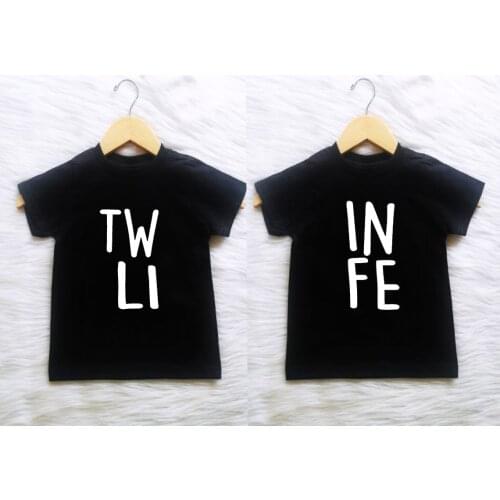 Twin Life Twins Matching Tees Tshirts T-shirt Boys Girls Summer Short Sleeve T-shirts Children Brothers Sisters Twin Tee Shirt
