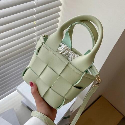 Vintage Weave Mini Tote Bags Crossbody Bag 2021 Fashion New High Quality PU Leather Womens Designer Handbag Travel Bucket Bag