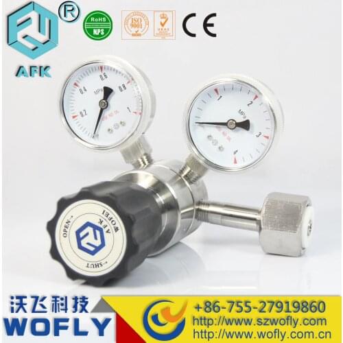 Inlet 6000psi gauge with CGA connector and outlet 3000psi gauge 1/4"NPT brass / nickel plated brass gas pressure regulator