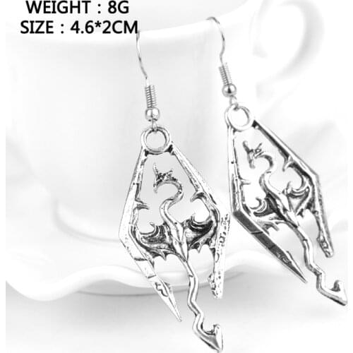 HANCHANG Accessories Cosplay Jewelry Drop Earring Skyrim Elder Scrolls Earrings For Women Gothic Ear Hoop