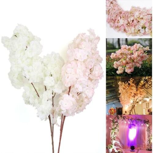 1M Silk Hydrangea White Branch Drifting Snow Gypsophila Artificial Flowers Cherry Blossoms Wedding Arch Decorate Fake Flower