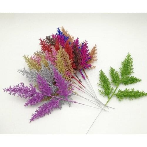 20pcs 33cm Artificial Glitter Tarzon Leaf Branch For Flower Arrangement Wedding Christmas Party Home Garden Decoration