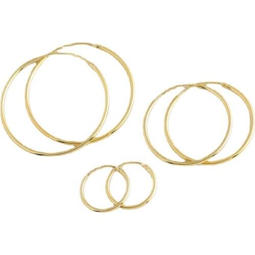 28mm 22mm 12mm 1pair 100% Authentic 925 Sterling silver Glossy Lucky big endless Circle Huggie Hoop Earrings Jewelry CE121